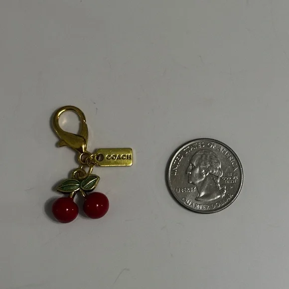 Coach Red Cherry Bag Charm Keychain With Gold Hardware - Picture 6 of 6